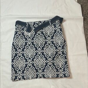 Jones New York Navy and White Patterned Pencil Skirt